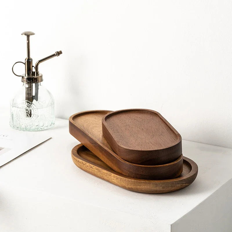 Natural wood coffee serving tray. Ideal for breakfast, decor, and organizing kitchen items.