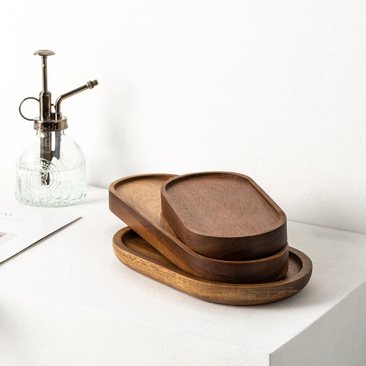 Natural wood coffee serving tray. Ideal for breakfast, decor, and organizing kitchen items.