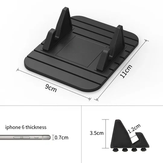 Easy-to-mount non-slip car phone holder for secure dashboard placement, ensuring safe hands-free GPS navigation.