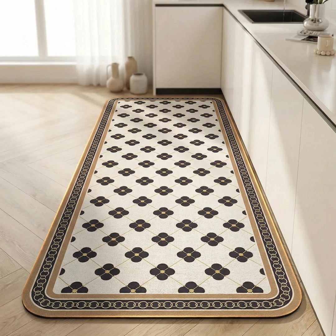 Chic tile pattern kitchen runner rug, non-slip, for enhanced safety and style.