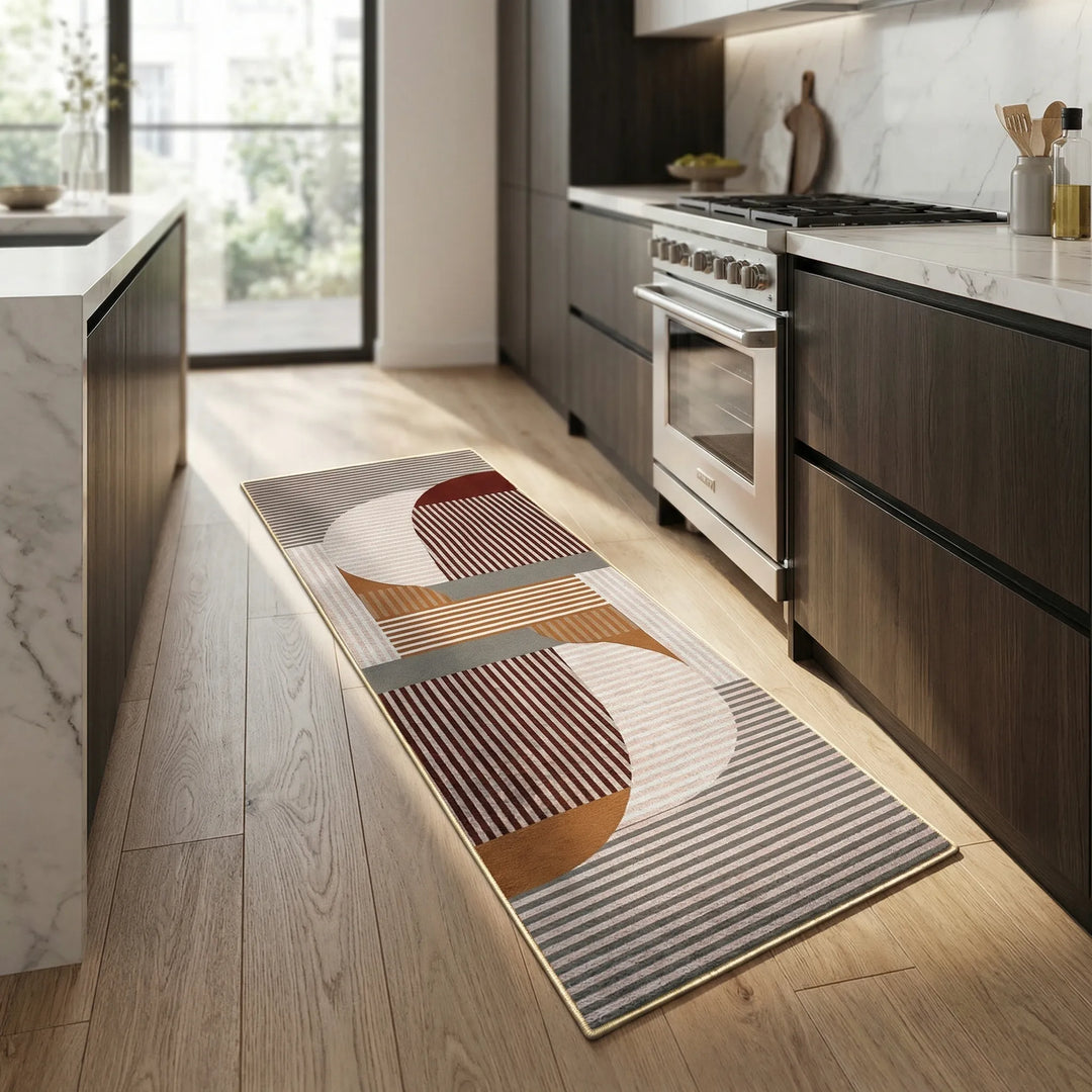Versatile kitchen runner rug, non-slip, tile-patterned, ideal for busy kitchens.