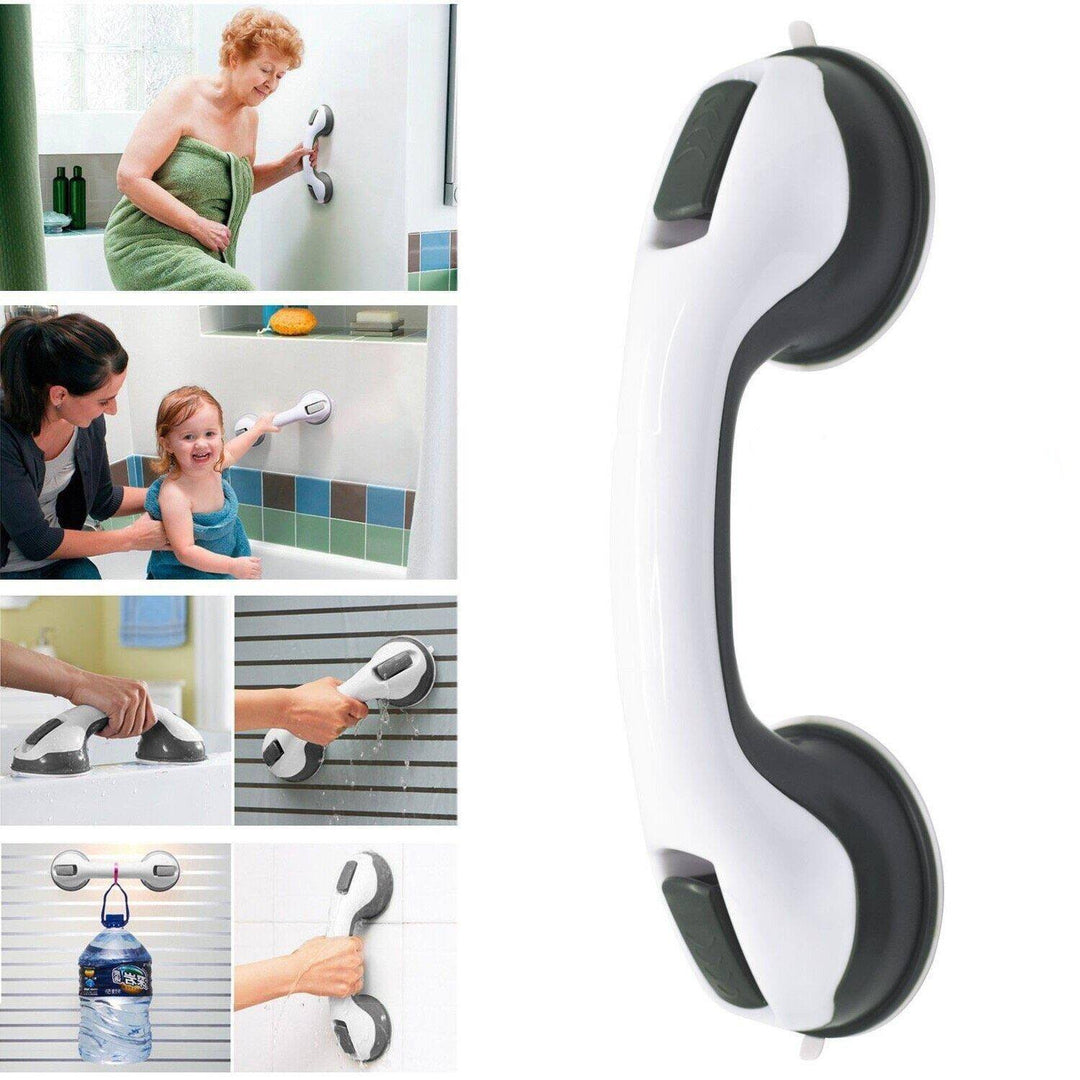 Non-slip suction grab bar for bath & shower safety, providing secure support for elderly and mobility aid.