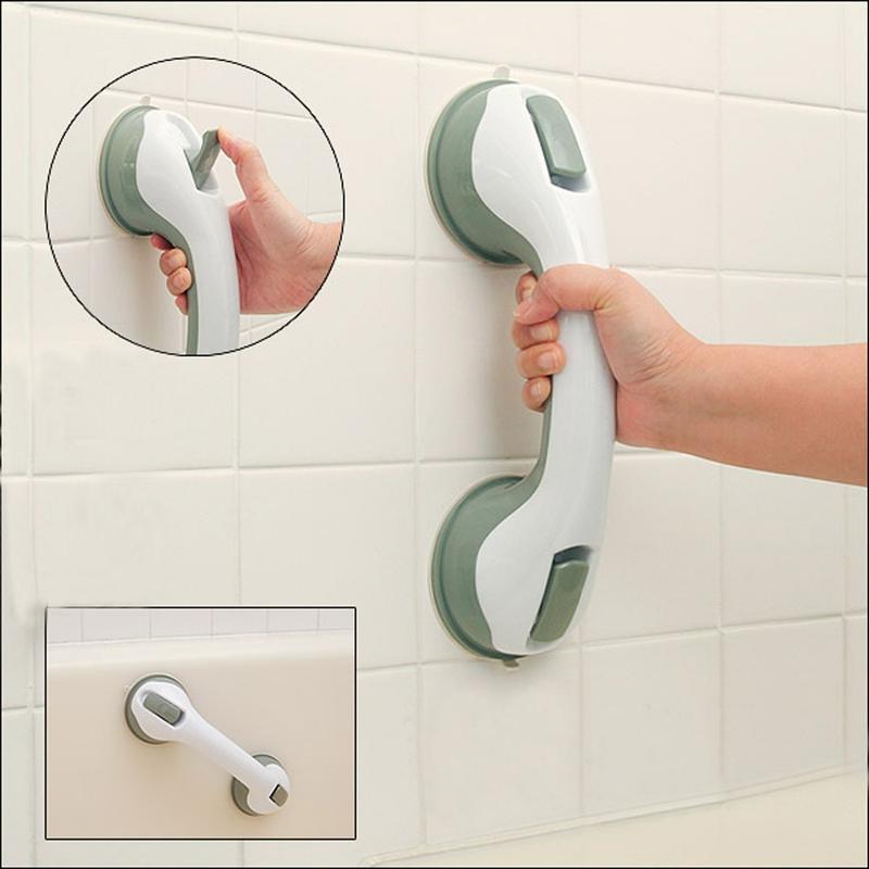 Strong suction grip grab bar for bath & shower safety, non-slip handrail, easy to install mobility aid.