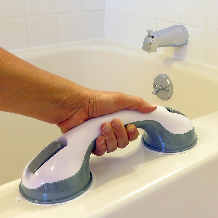 Bathroom safety grab bar with powerful suction for shower & bath, non-slip support for elderly care.