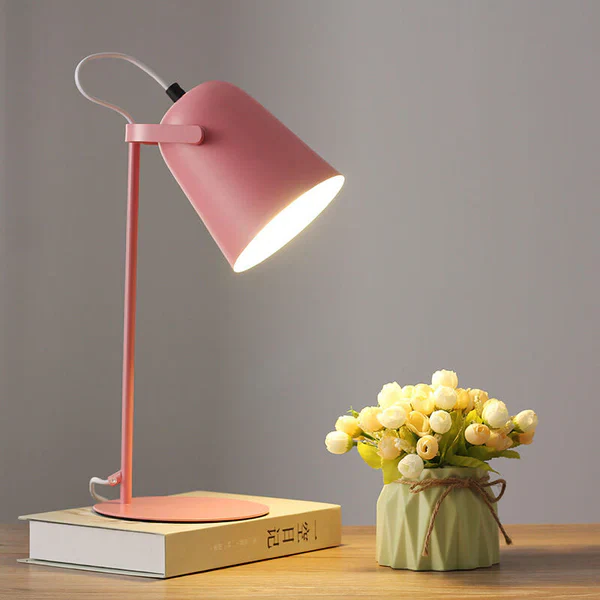 Nordic Macaron Iron Bucket Table Lamp, aesthetic modern home lighting for desks & bedrooms.
