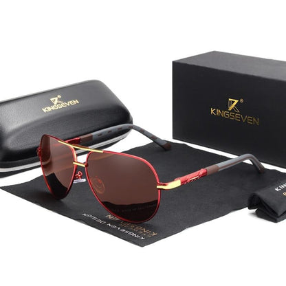 "Occhiali da sole polarizzati uomo vintage, montatura alluminio leggera, lenti scure, design elegante, protezione UV400"