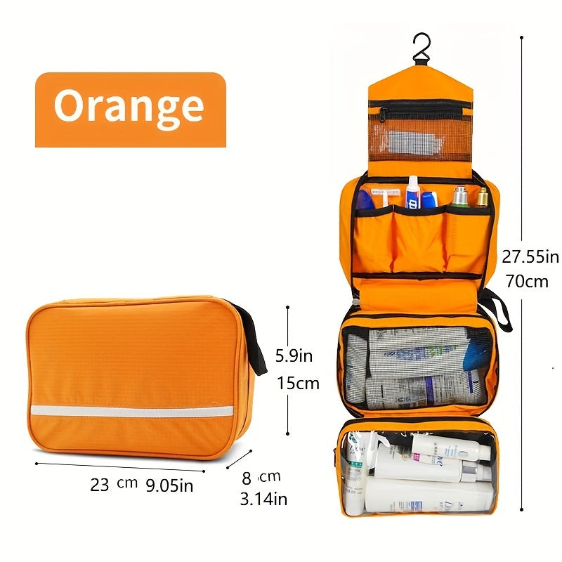 "Organizer da toilette sospeso unisex, compatto, colori versatili, ideale per viaggi, design pratico ed elegante."