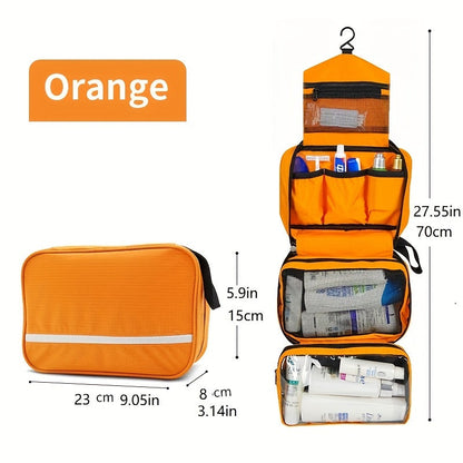 "Organizer da toilette sospeso unisex, compatto, colori versatili, ideale per viaggi, design pratico ed elegante."