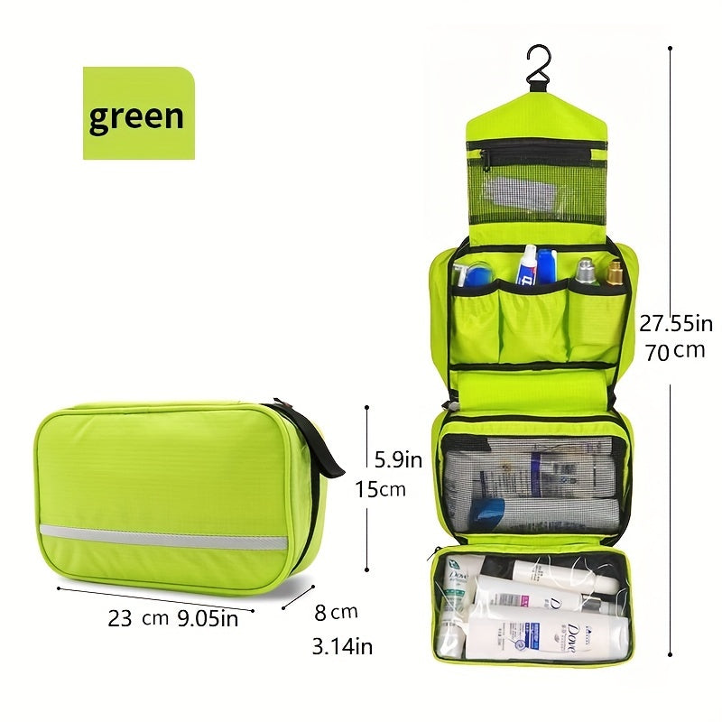 "Organizer da toilette sospeso unisex, compatto, colori versatili, ideale per viaggi, design pratico ed elegante."