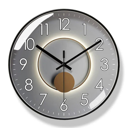 "Orologio da parete nordico minimalista in bianco e nero, design elegante con cifre chiare, adatto per decorazioni moderne."