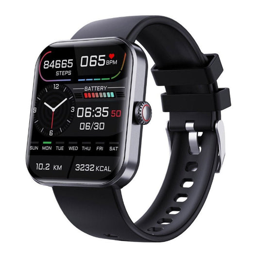 "Orologio moderno nero per monitoraggio glicemia dal polso senza dolore, con display touchscreen e funzionalità salute"