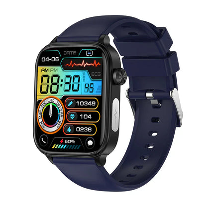 "Orologio smart elegante, con schermo HD a colori, funzioni ECG, e monitoraggio salute, adatto a uomo/donna."