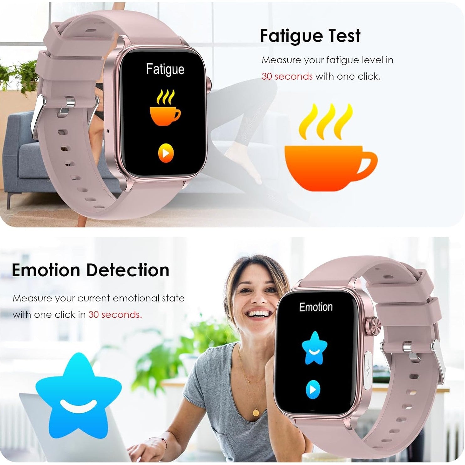 "Orologio smart elegante, con schermo HD a colori, funzioni ECG, e monitoraggio salute, adatto a uomo/donna."