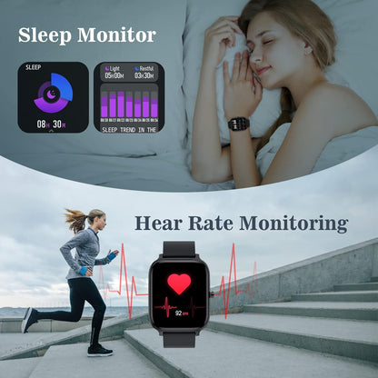 "Orologio smart elegante, con schermo HD a colori, funzioni ECG, e monitoraggio salute, adatto a uomo/donna."