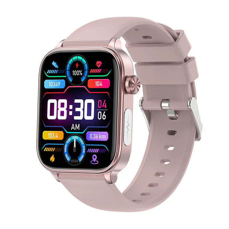 "Orologio smart elegante, con schermo HD a colori, funzioni ECG, e monitoraggio salute, adatto a uomo/donna."