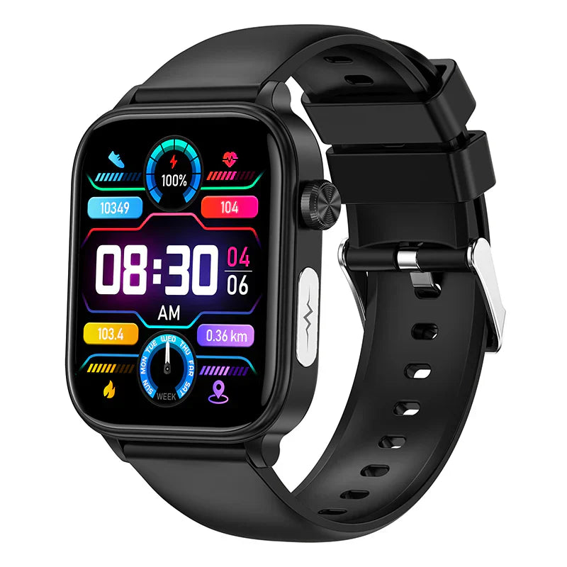 "Orologio smart elegante, con schermo HD a colori, funzioni ECG, e monitoraggio salute, adatto a uomo/donna."