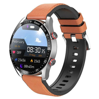 "Orologio smart uomo moderno con display ampio, monitoraggio glicemico non invasivo e cinturino in gomma nera, IP67 resistent