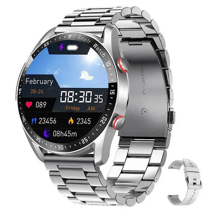 "Orologio smart uomo moderno con display ampio, monitoraggio glicemico non invasivo e cinturino in gomma nera, IP67 resistent