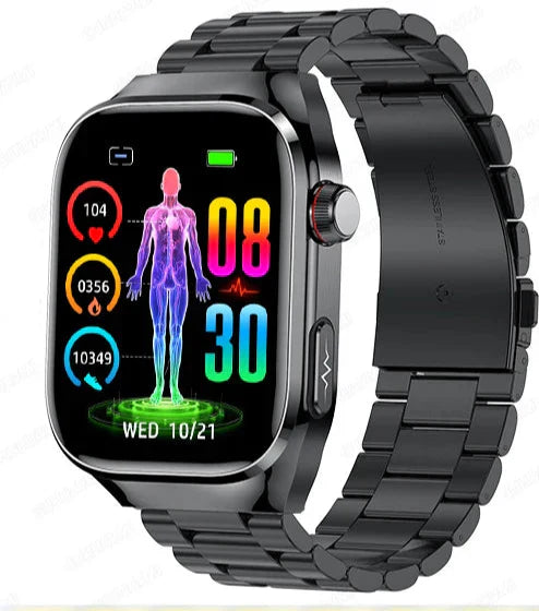 Orologio Smartwatch Salute con display AMOLED da 2.04, cinturino in silicone, monitor ECG e zuccheri per uomo/donna.
