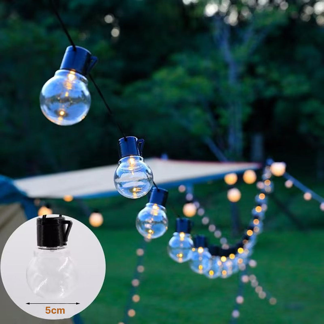 Festive LED globe string lights, outdoor, waterproof, multi-power for camping decoration