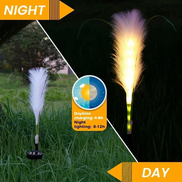 Waterproof outdoor decorative solar lights designed as reeds, ideal for any garden landscape.