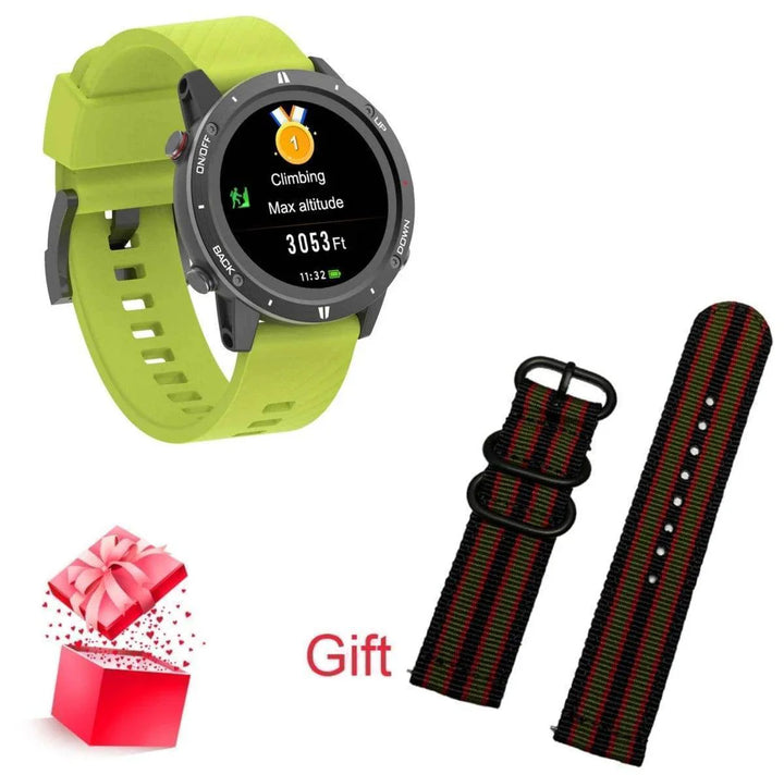 Unisex sports smartwatch, GPS tracking, heart rate, altimeter, and long battery life for outdoors