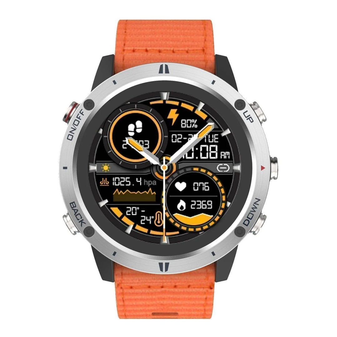Unisex sports smartwatch with GPS, heart rate tracking, and altimeter on a person's wrist
