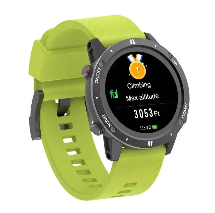Adults' fitness smartwatch, GPS enabled, showing heart rate and altitude, durable outdoor gear