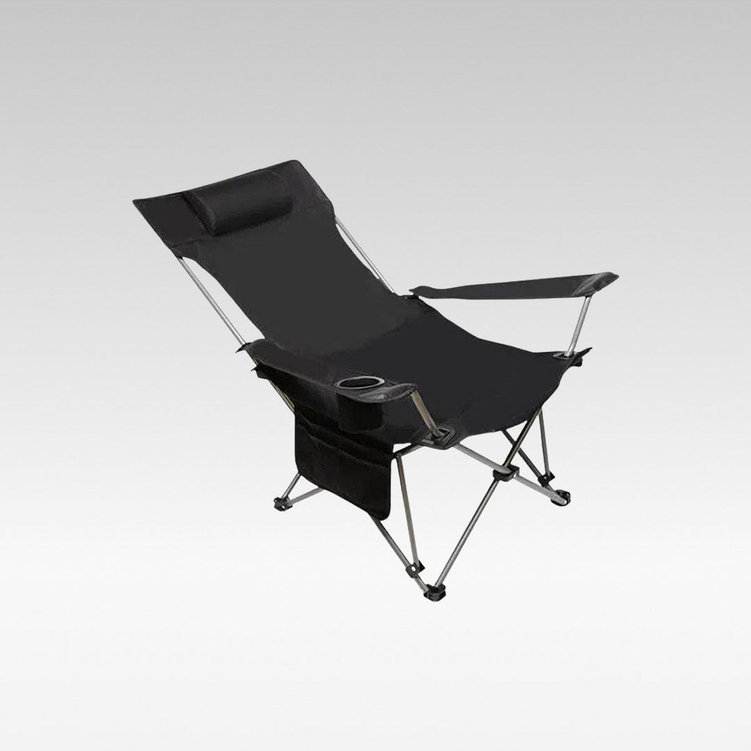 Outdoor reclining camping chair with adjustable footrest for portable comfort