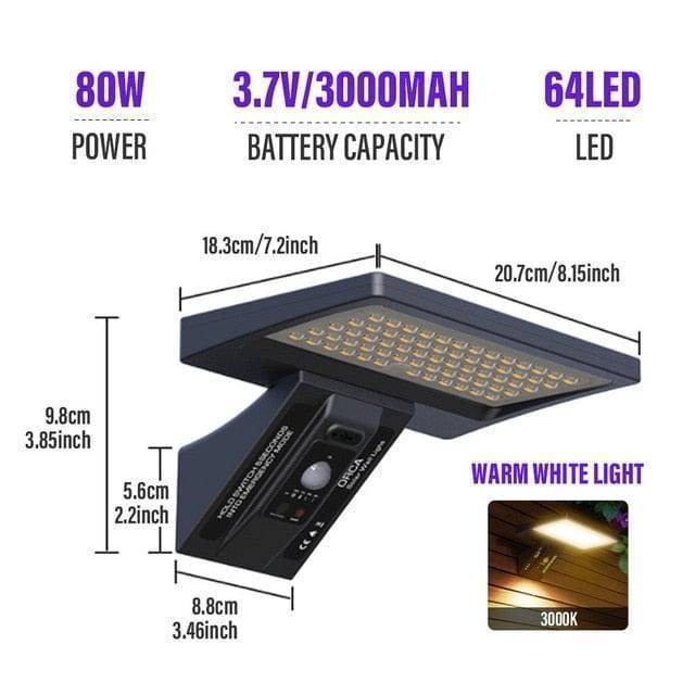 Motion-activated outdoor solar street light, IP65 waterproof, enhancing home security