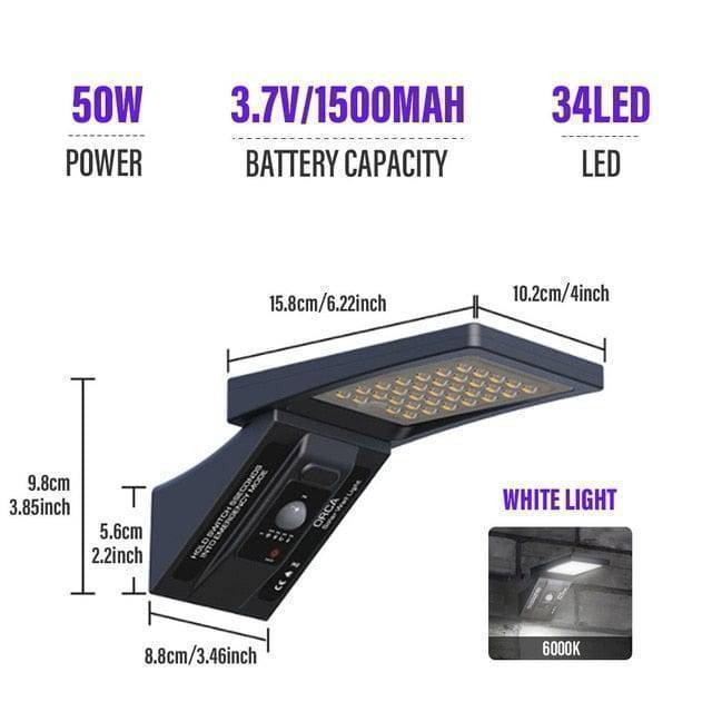 Detailed view of the LED array in an outdoor solar street light, waterproof design