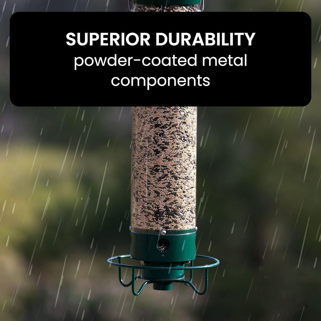 Heavy-duty outdoor bird feeder, squirrel-resistant & designed for all wild bird species in your backyard.