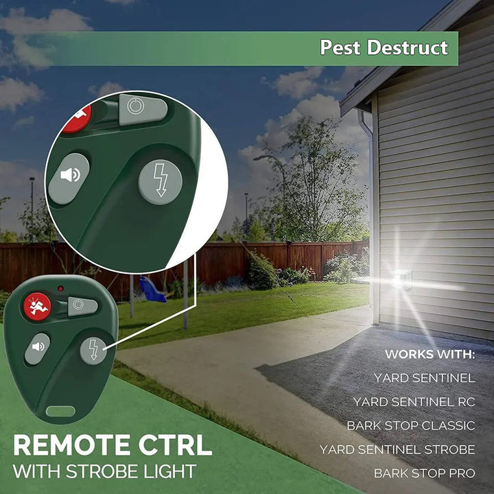 Outdoor ultrasonic woodpecker repeller. Solar-powered bird control & humane pest deterrent.