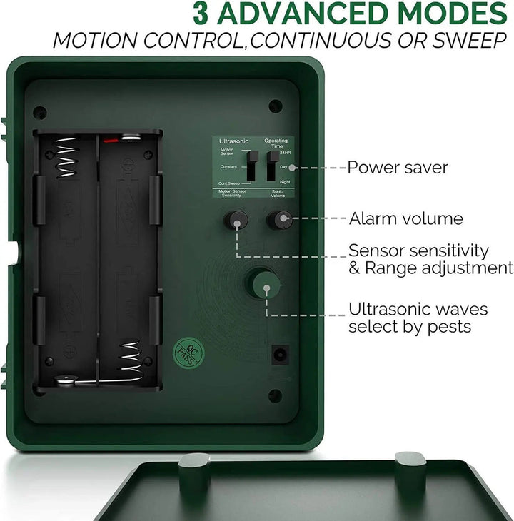 Garden & yard protection: Ultrasonic bird repeller for woodpeckers & general pest control.
