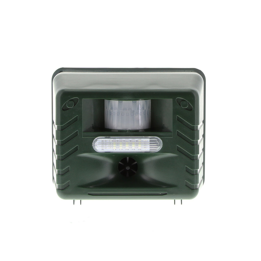 Outdoor ultrasonic bird deterrent for gardens & yards, effective woodpecker & pest control.
