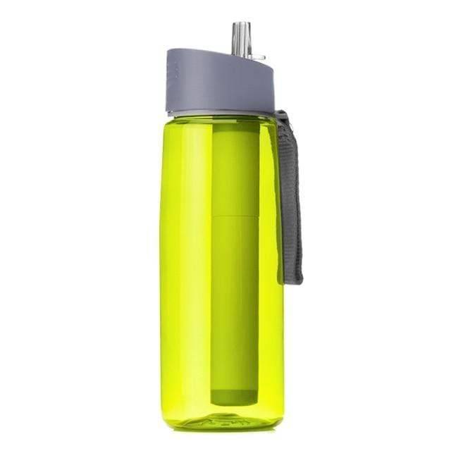 Compact 650ml filtered water bottle, perfect for hiking and emergency use
