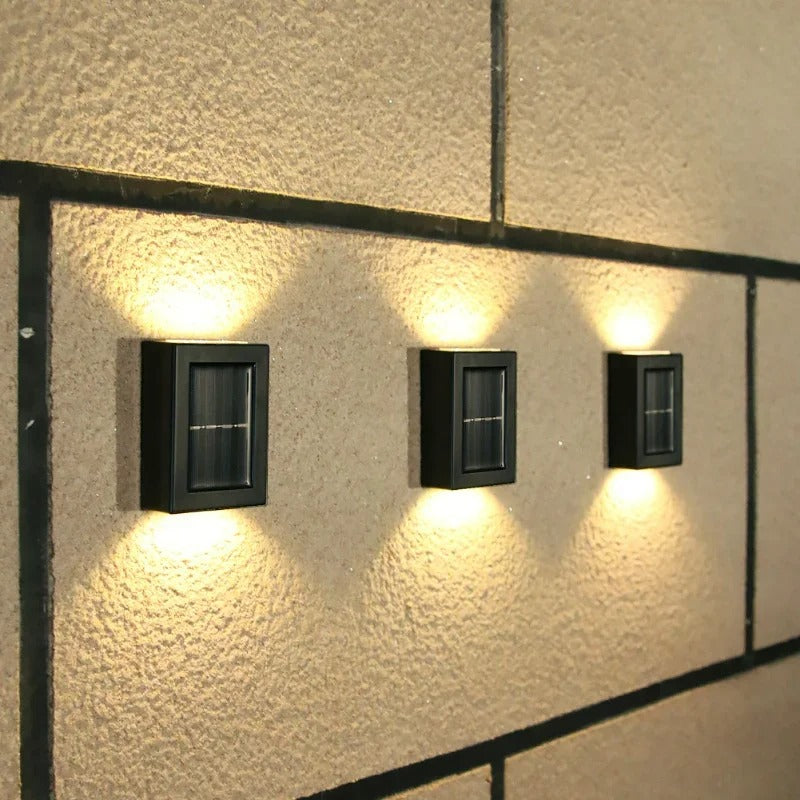 Bright wireless solar LED security wall lamp. Perfect for outdoor garden, patio, and driveway lighting.