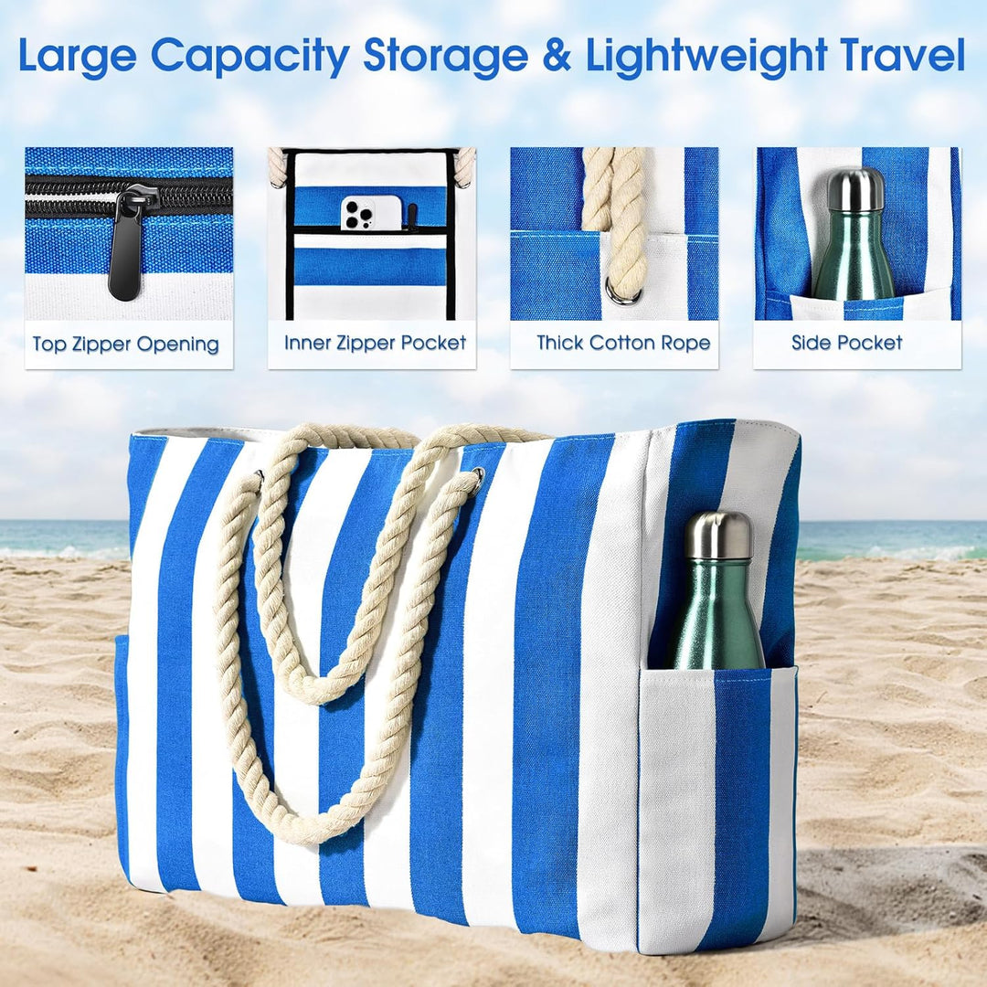 Summer essential: oversized women's beach tote, waterproof, sandproof & highly durable.