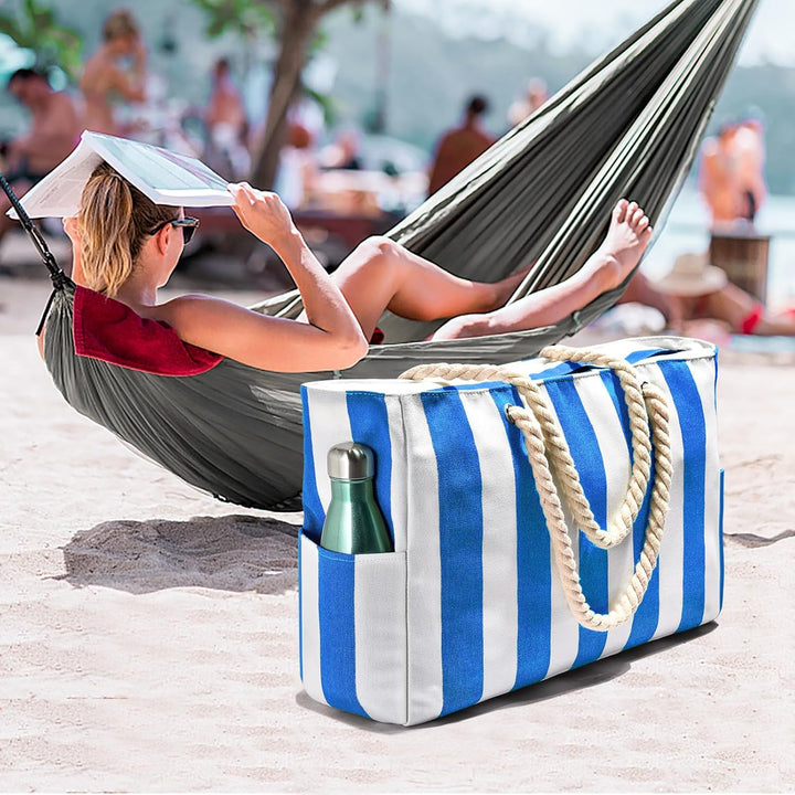 This durable waterproof sandproof oversized beach tote is perfect for women's travel.
