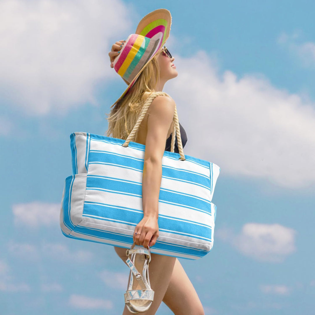 Spacious waterproof beach tote bag for women, sandproof & durable for all your summer gear.