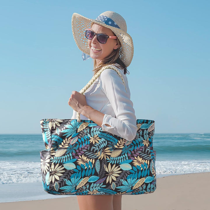 Travel-ready durable waterproof oversized beach tote for women, sandproof for ease.