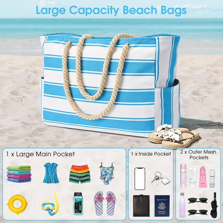 Durable women's oversized beach bag, waterproof and sandproof, perfect for travel.