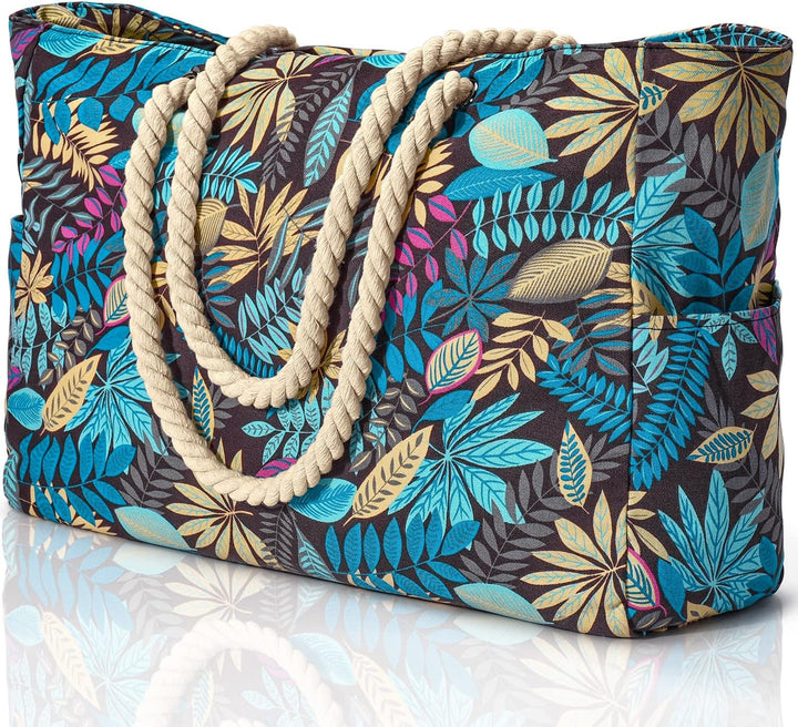 Premium women's oversized beach bag, waterproof, sandproof, & highly durable for travel.