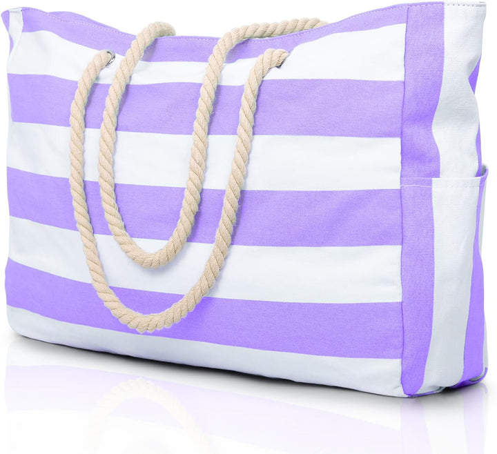 Fashionable oversized beach tote, waterproof & sandproof, designed for women's summer trips.