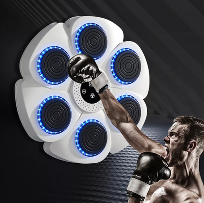 "Pad di boxe musicale con LED RGB, quadrato, nero, ideale per allenamento interattivo e fitness con musica e Bluetooth."