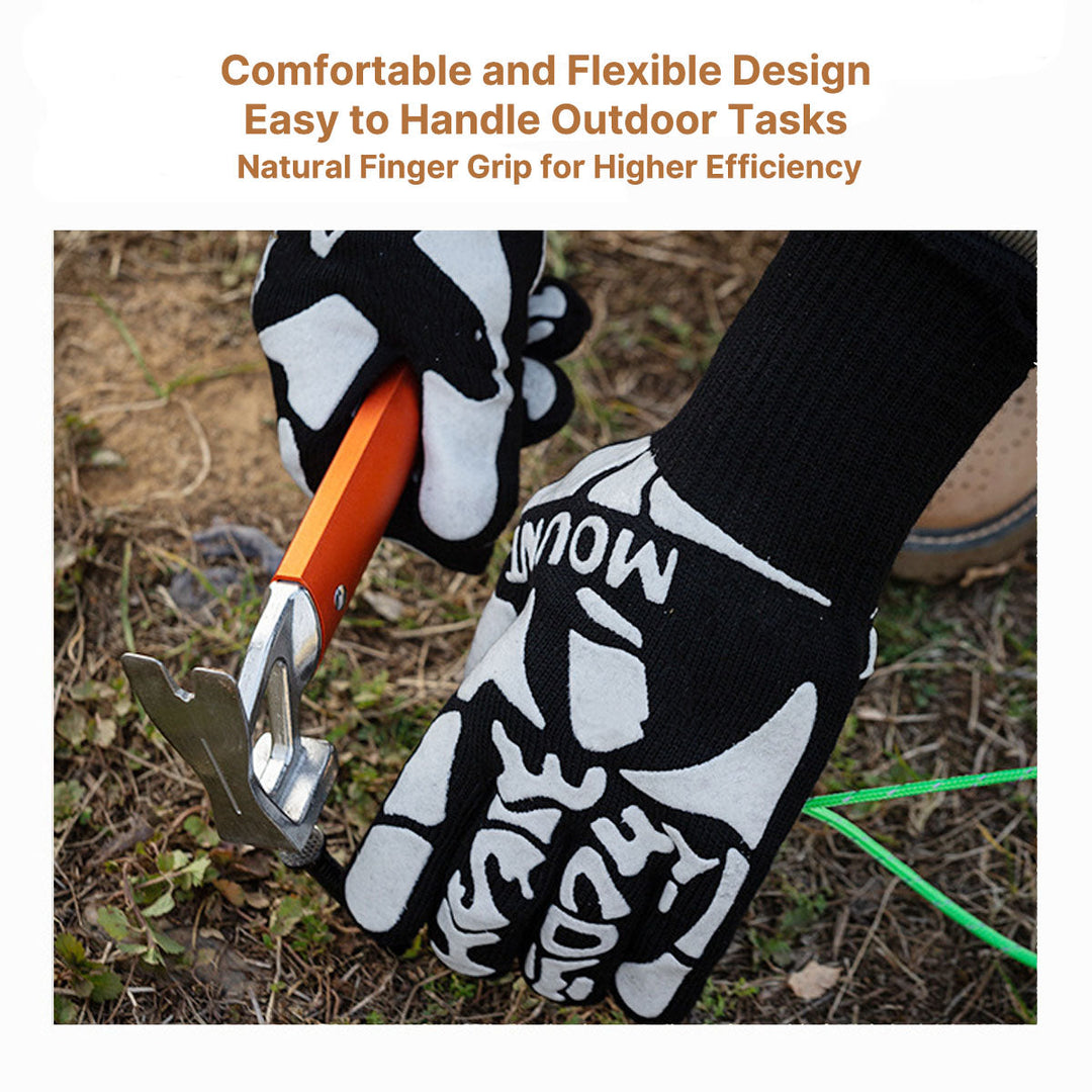 Outdoor cooking gloves 125 characters heat resistant for campfire & BBQ with enhanced grip
