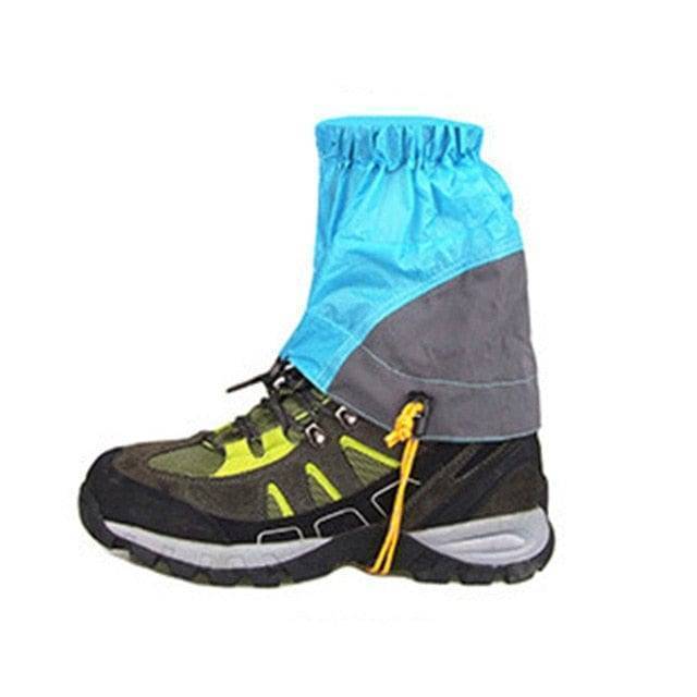Ergonomic waterproof gaiters, designed for comfortable fit over running or hiking shoes in harsh outdoor conditions.