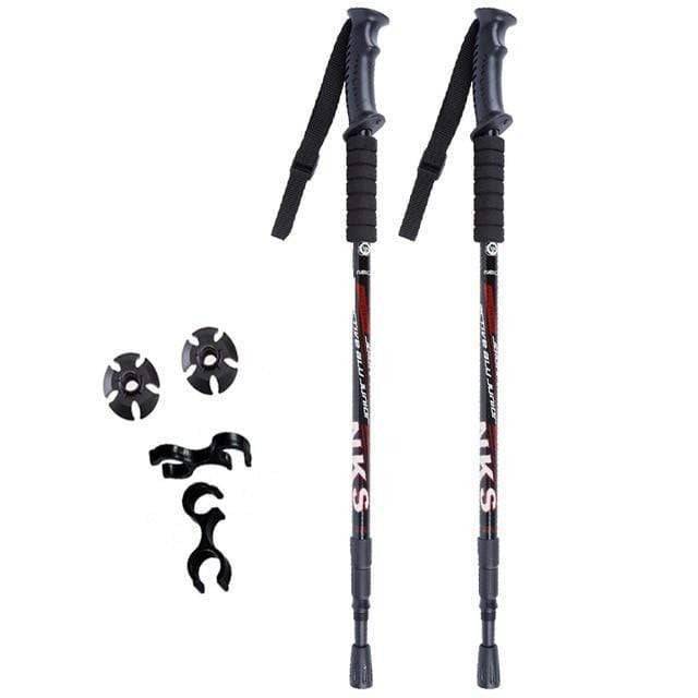Close-up of the mud basket on a unisex anti-shock trekking pole, enhancing stability on soft ground.