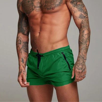 "Pantaloncini da bagno uomo, tessuto blu, asciugatura rapida, elastico 4 vie, ideali per l'estate, vita elastica con coulisse