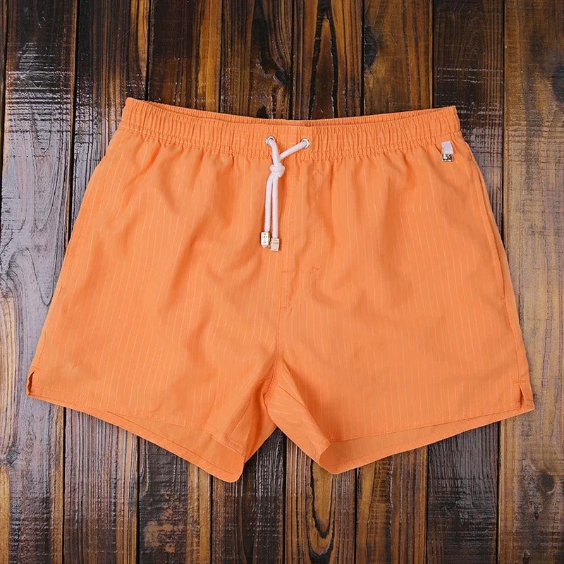 "Pantaloncini marini a righe da uomo, eleganti e comodi, design estivo, stile marittimo, vita elasticizzata con coulisse."